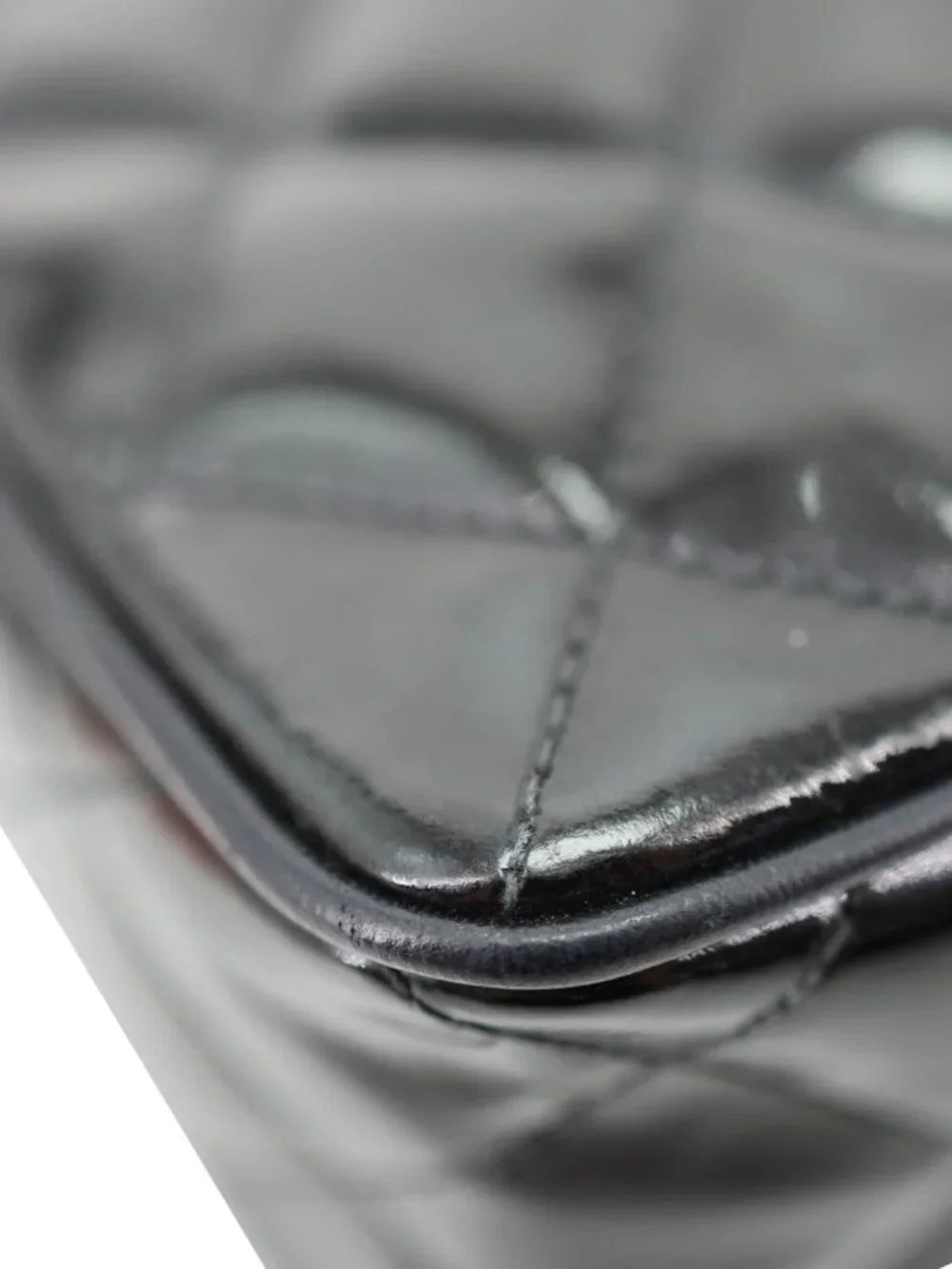 Chanel Vintage Quilted Patent Leather Camera Case Crossbody Bag Black